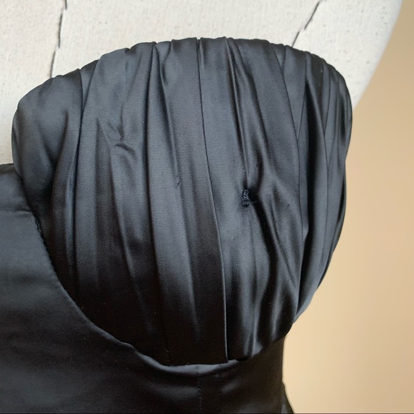 Closetcleanout! Naked Wardrobe The Statement Bustier Strapless Black Satin Dress - Picture 3 of 9